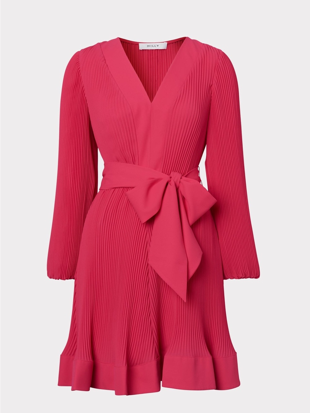 Milly Liv Pleated Fit-&-Flare Dress, Long-Sleeve – Women’s Size 8